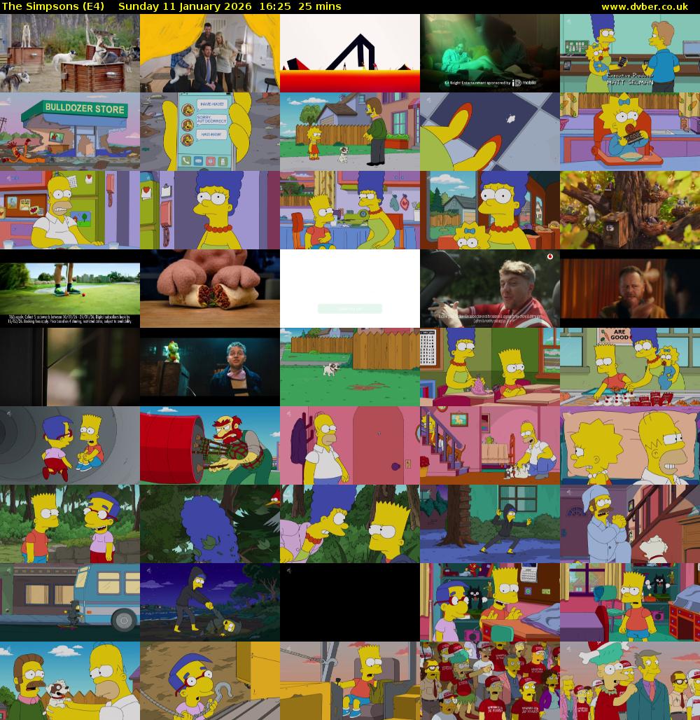 The Simpsons (E4) Sunday 11 January 2026 16:25 - 16:50