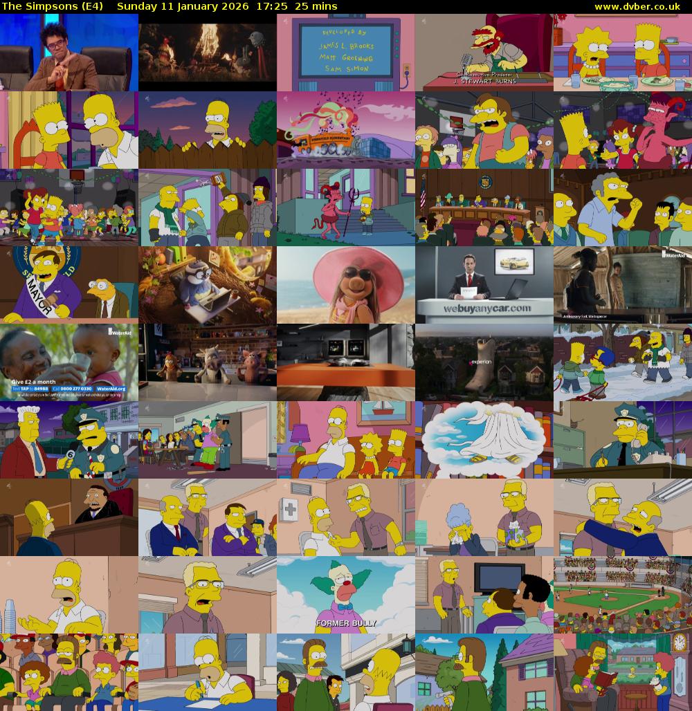 The Simpsons (E4) Sunday 11 January 2026 17:25 - 17:50