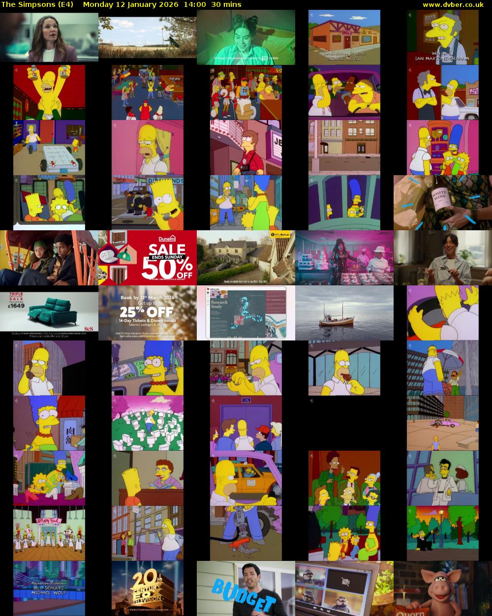 The Simpsons (E4) Monday 12 January 2026 14:00 - 14:30