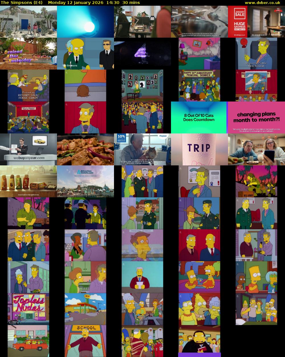 The Simpsons (E4) Monday 12 January 2026 14:30 - 15:00