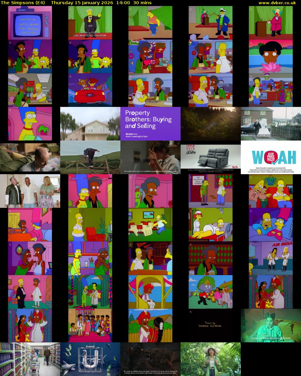The Simpsons (E4) Thursday 15 January 2026 14:00 - 14:30