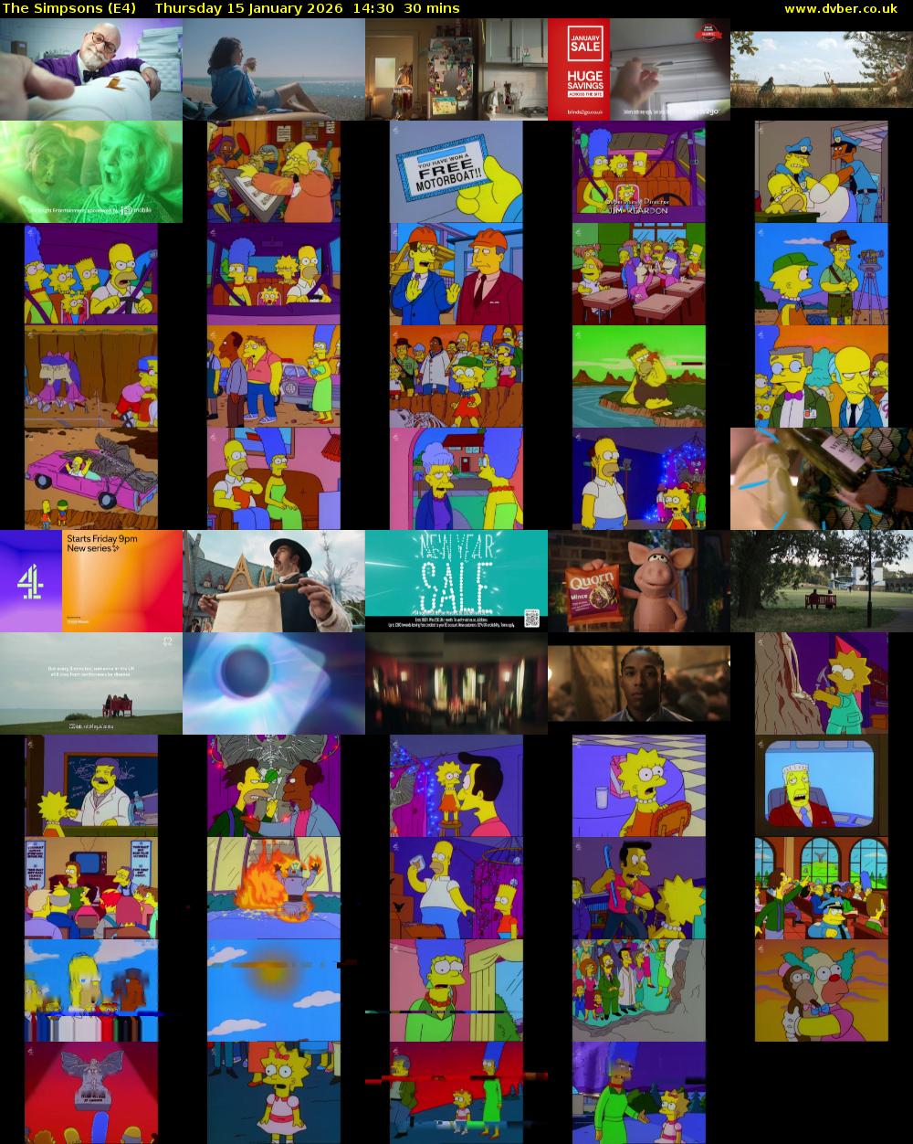 The Simpsons (E4) Thursday 15 January 2026 14:30 - 15:00
