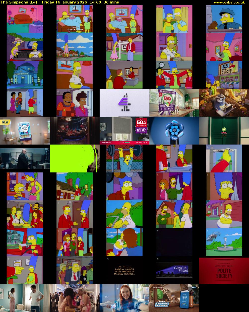 The Simpsons (E4) Friday 16 January 2026 14:00 - 14:30