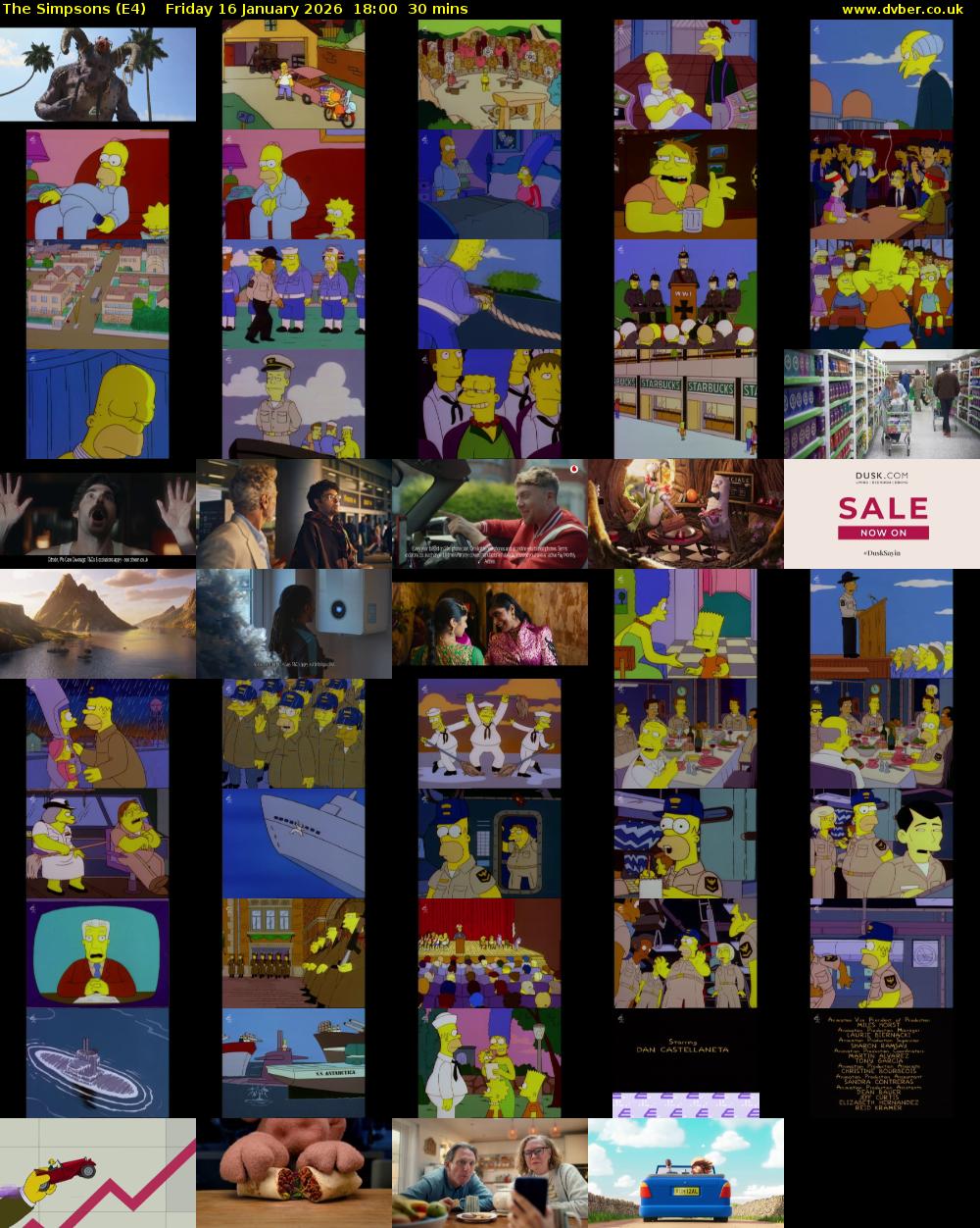 The Simpsons (E4) Friday 16 January 2026 18:00 - 18:30