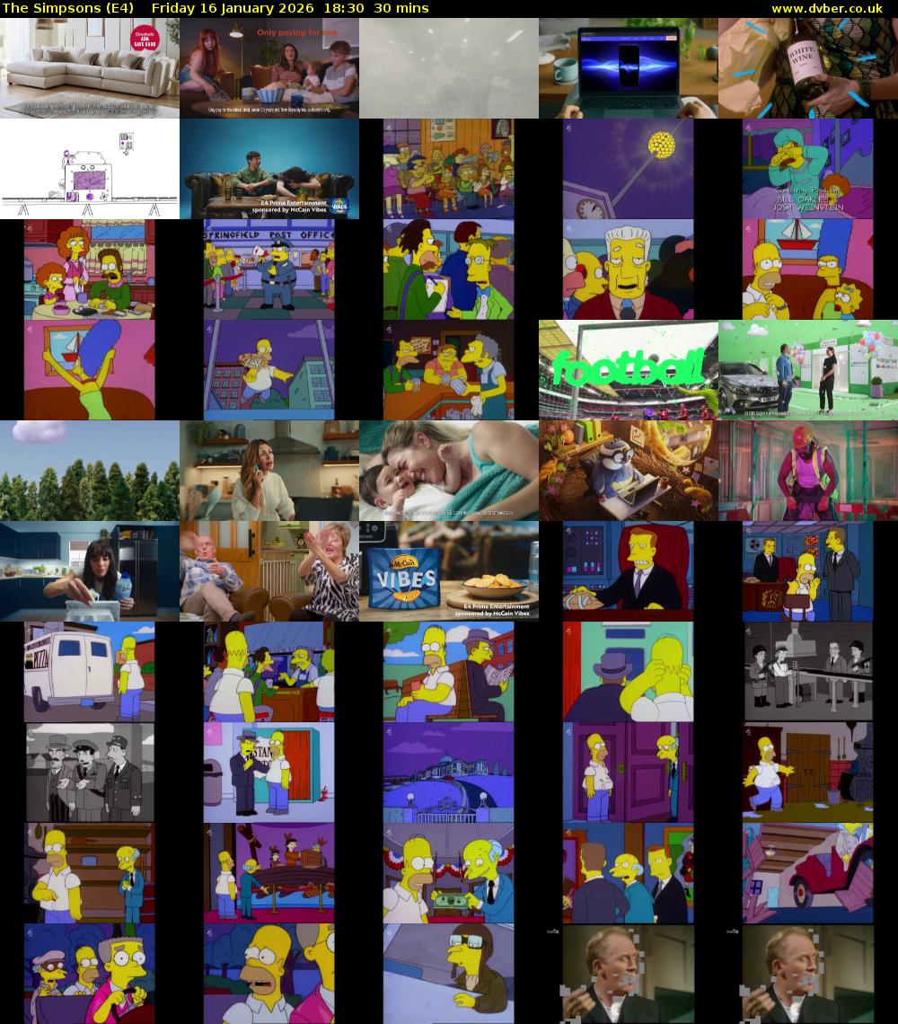 The Simpsons (E4) Friday 16 January 2026 18:30 - 19:00