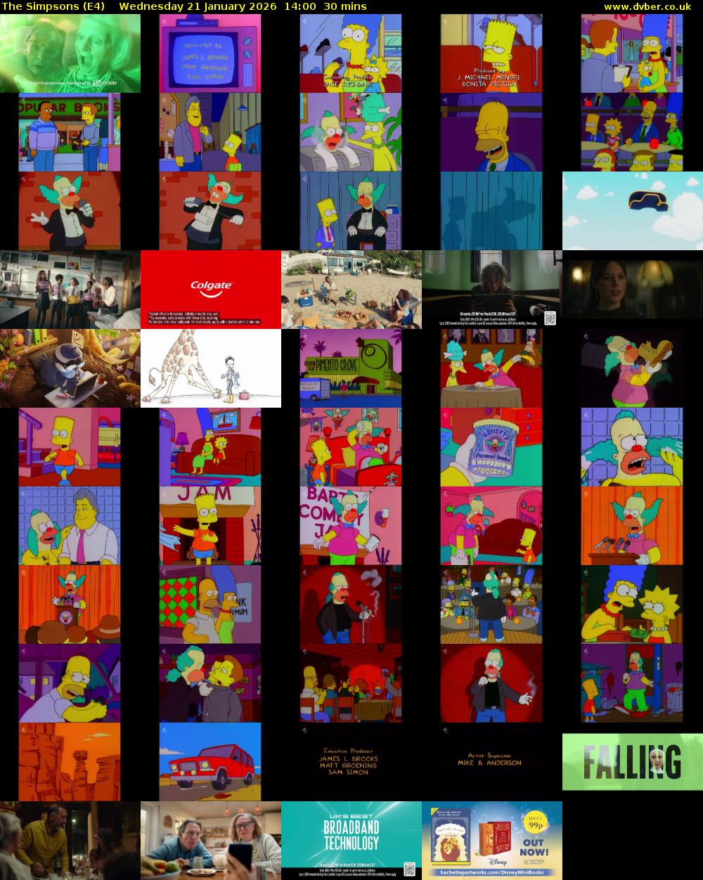 The Simpsons (E4) Wednesday 21 January 2026 14:00 - 14:30