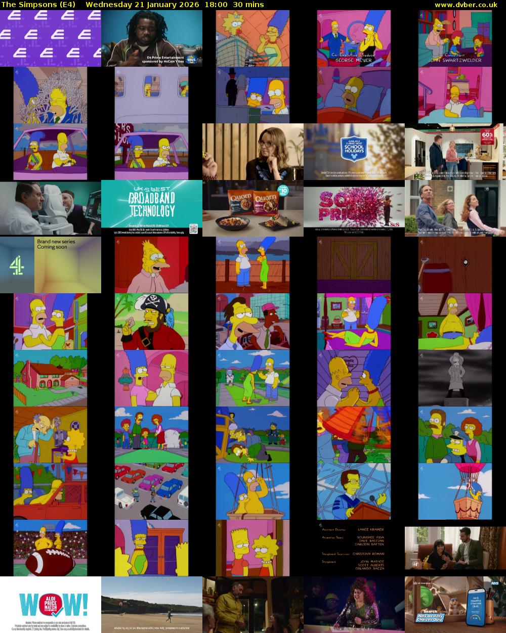The Simpsons (E4) Wednesday 21 January 2026 18:00 - 18:30