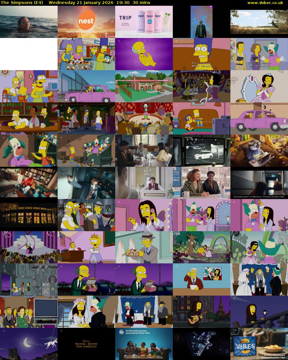 The Simpsons (E4) Wednesday 21 January 2026 19:30 - 20:00