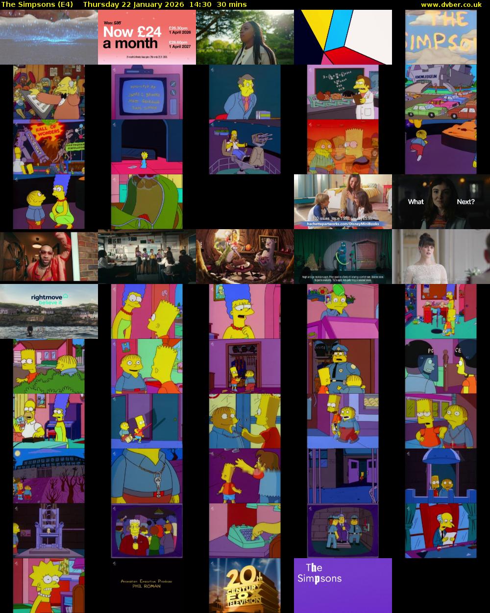 The Simpsons (E4) Thursday 22 January 2026 14:30 - 15:00