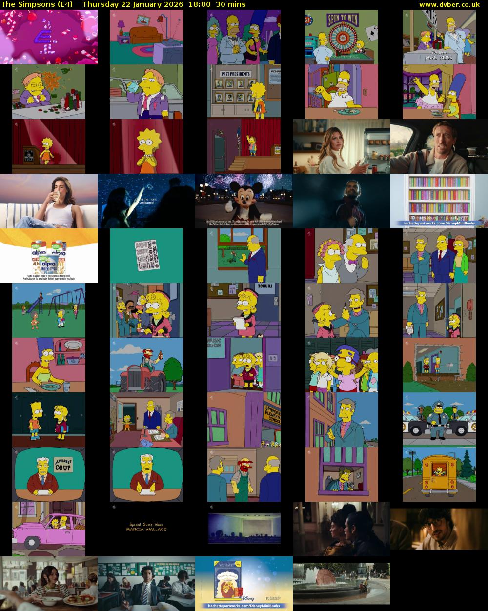 The Simpsons (E4) Thursday 22 January 2026 18:00 - 18:30