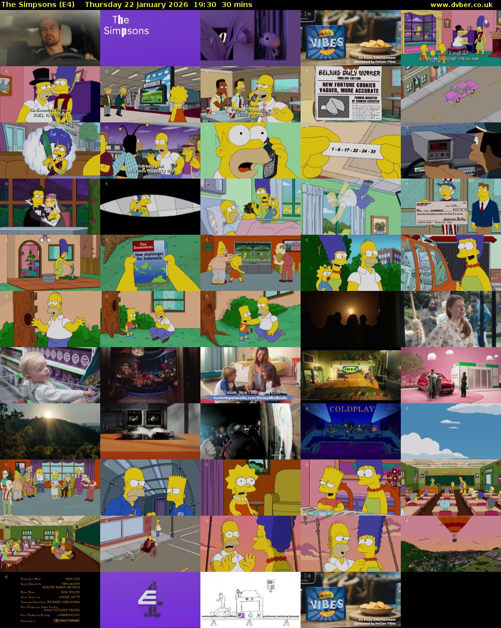 The Simpsons (E4) Thursday 22 January 2026 19:30 - 20:00