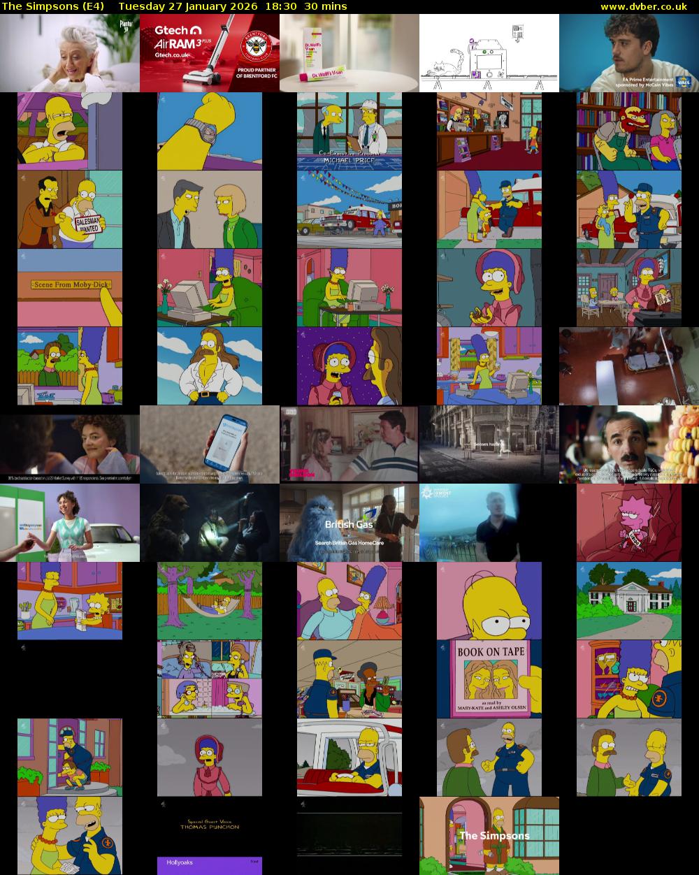 The Simpsons (E4) Tuesday 27 January 2026 18:30 - 19:00