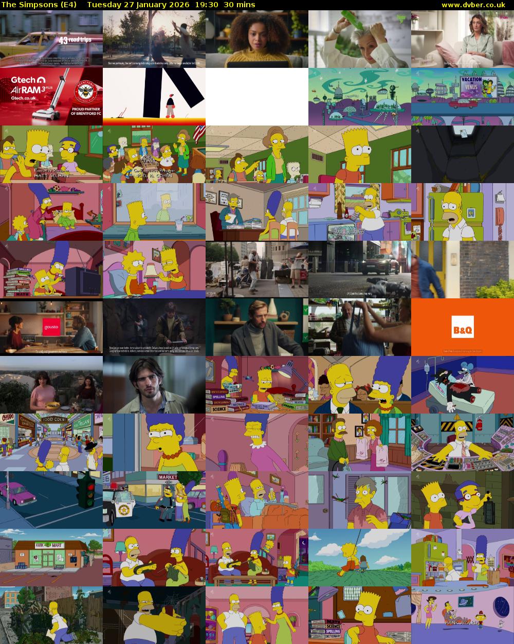The Simpsons (E4) Tuesday 27 January 2026 19:30 - 20:00