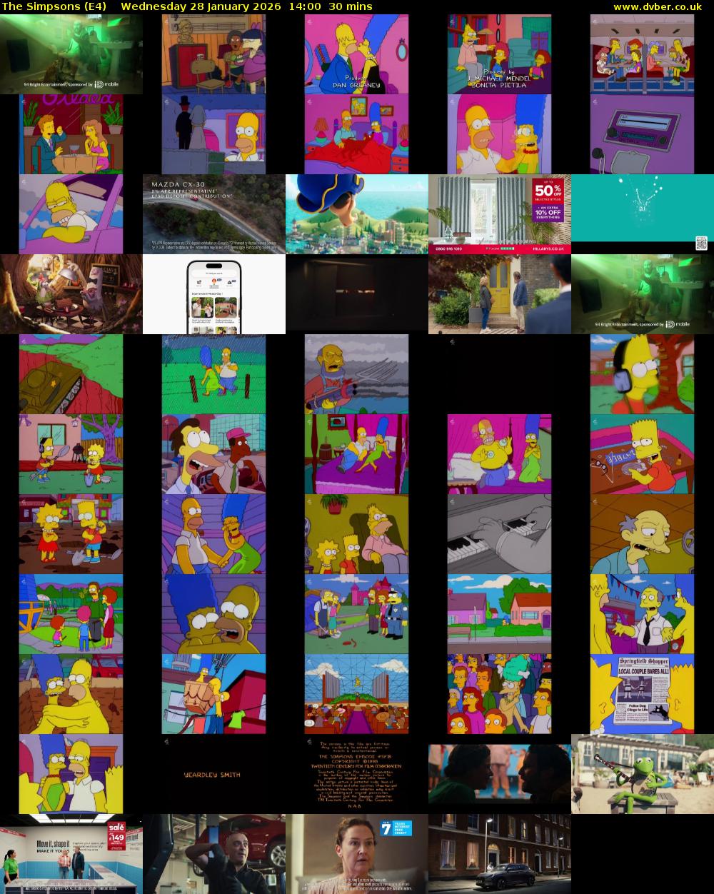 The Simpsons (E4) Wednesday 28 January 2026 14:00 - 14:30