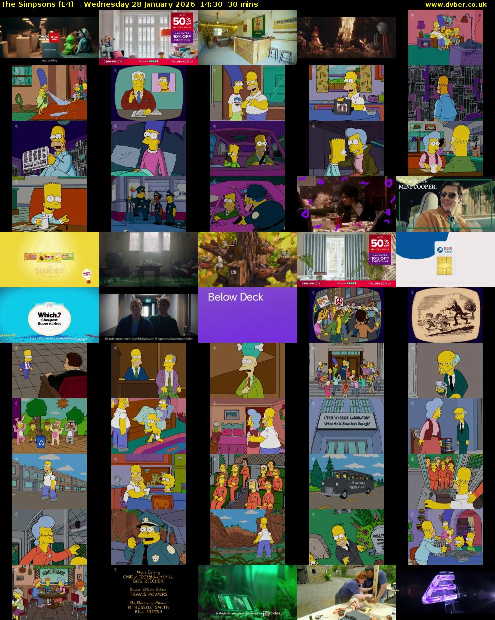 The Simpsons (E4) Wednesday 28 January 2026 14:30 - 15:00