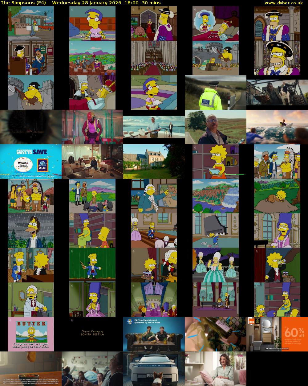 The Simpsons (E4) Wednesday 28 January 2026 18:00 - 18:30