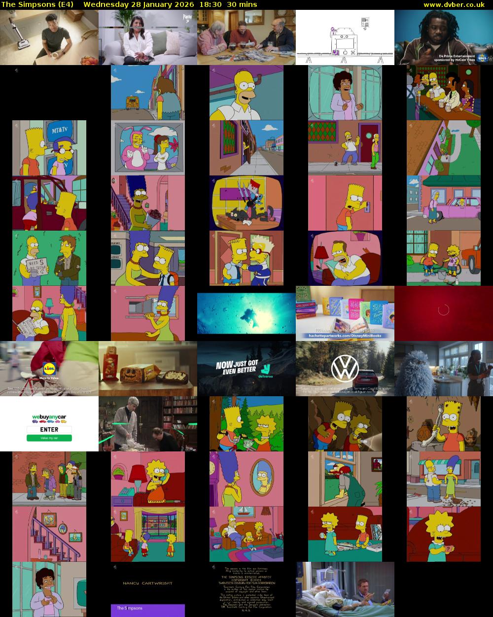 The Simpsons (E4) Wednesday 28 January 2026 18:30 - 19:00