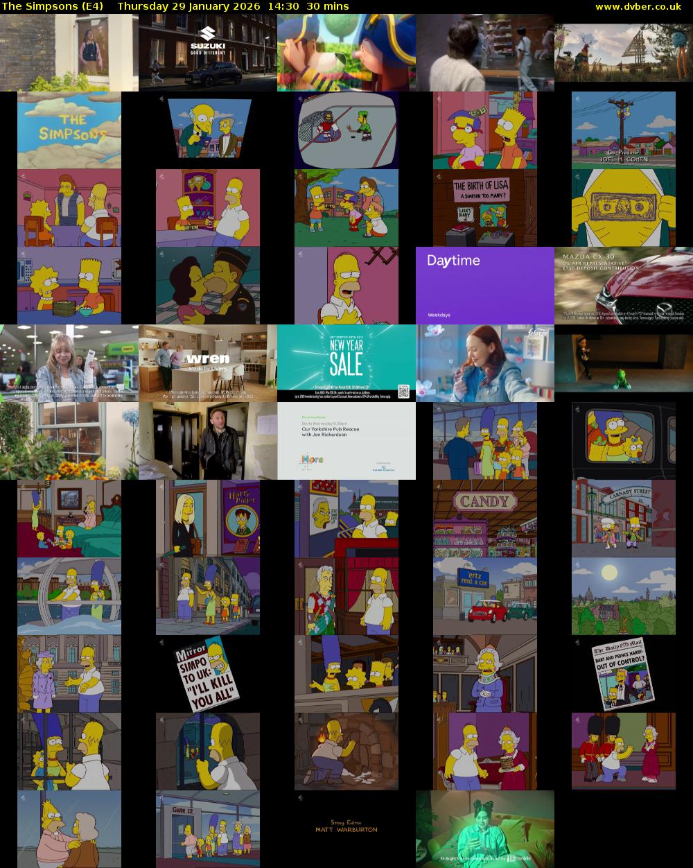 The Simpsons (E4) Thursday 29 January 2026 14:30 - 15:00