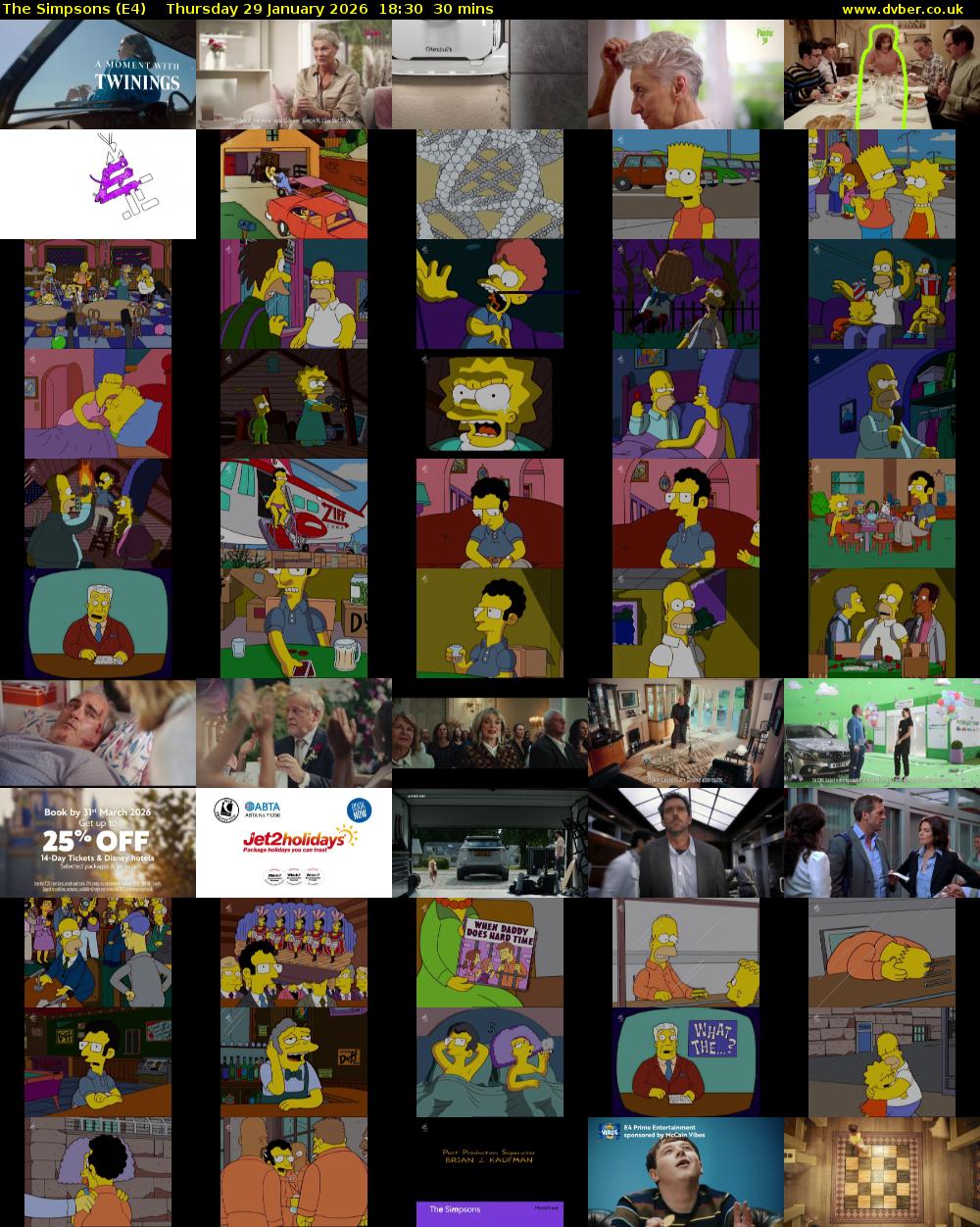 The Simpsons (E4) Thursday 29 January 2026 18:30 - 19:00