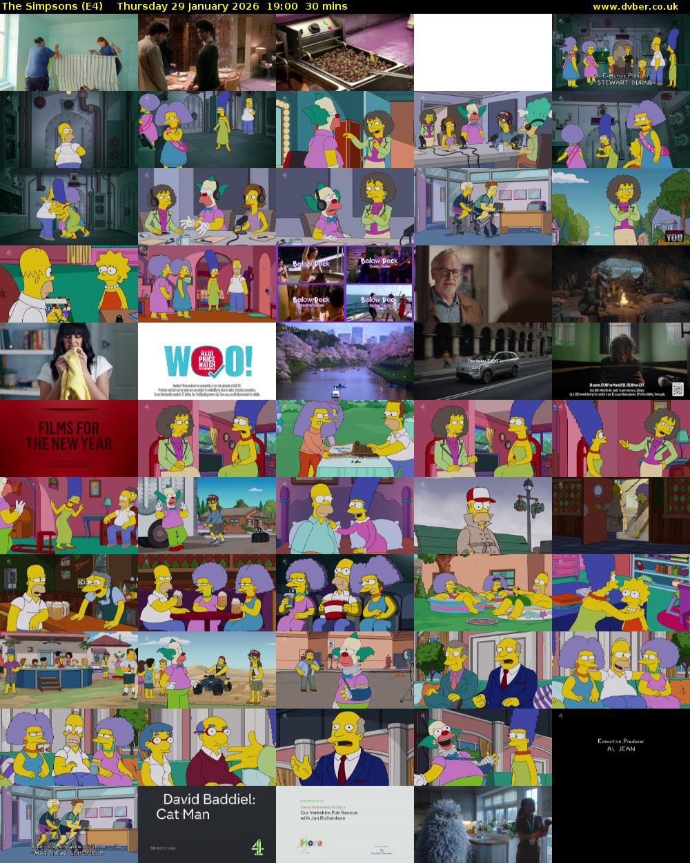 The Simpsons (E4) Thursday 29 January 2026 19:00 - 19:30