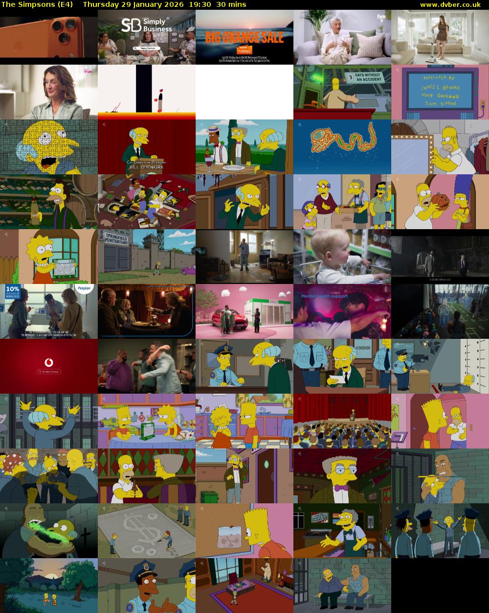 The Simpsons (E4) Thursday 29 January 2026 19:30 - 20:00