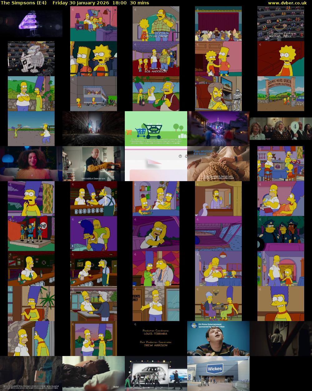 The Simpsons (E4) Friday 30 January 2026 18:00 - 18:30