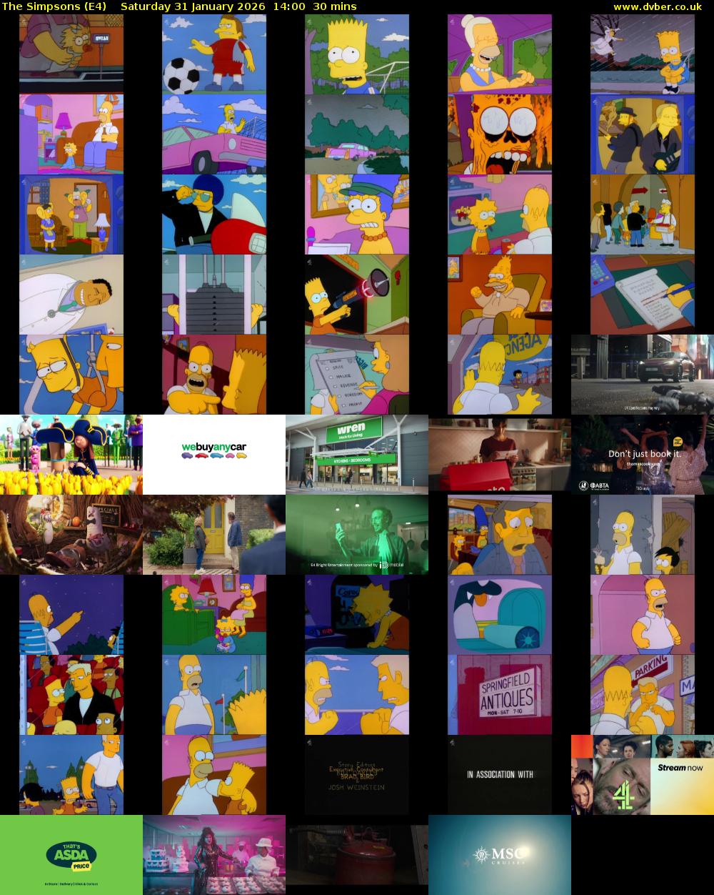 The Simpsons (E4) Saturday 31 January 2026 14:00 - 14:30