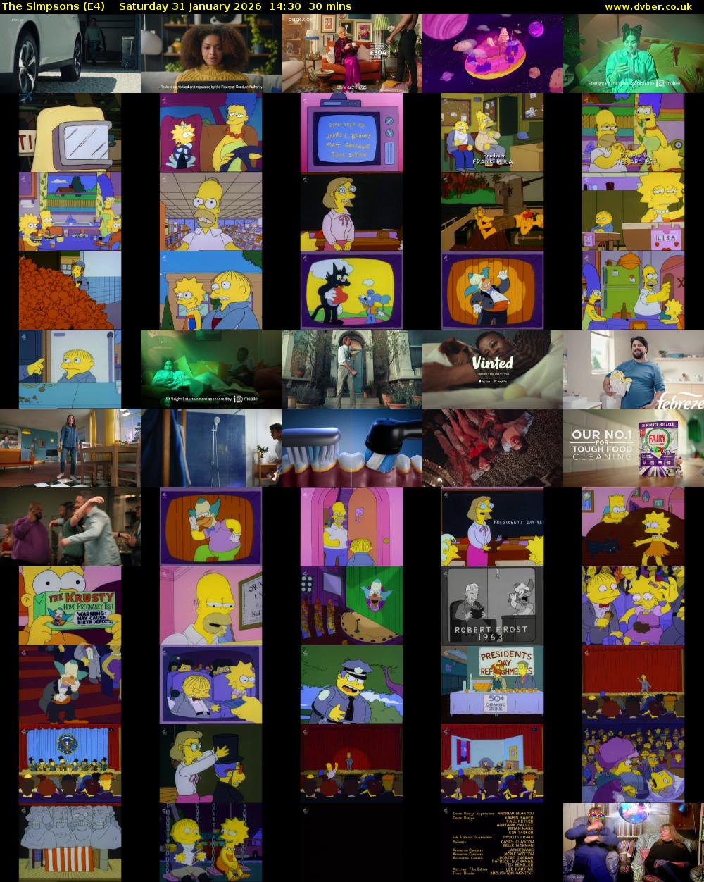 The Simpsons (E4) Saturday 31 January 2026 14:30 - 15:00