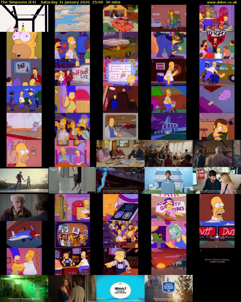 The Simpsons (E4) Saturday 31 January 2026 15:00 - 15:30