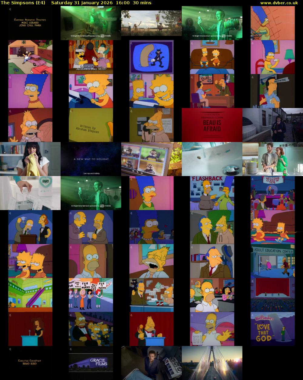 The Simpsons (E4) Saturday 31 January 2026 16:00 - 16:30