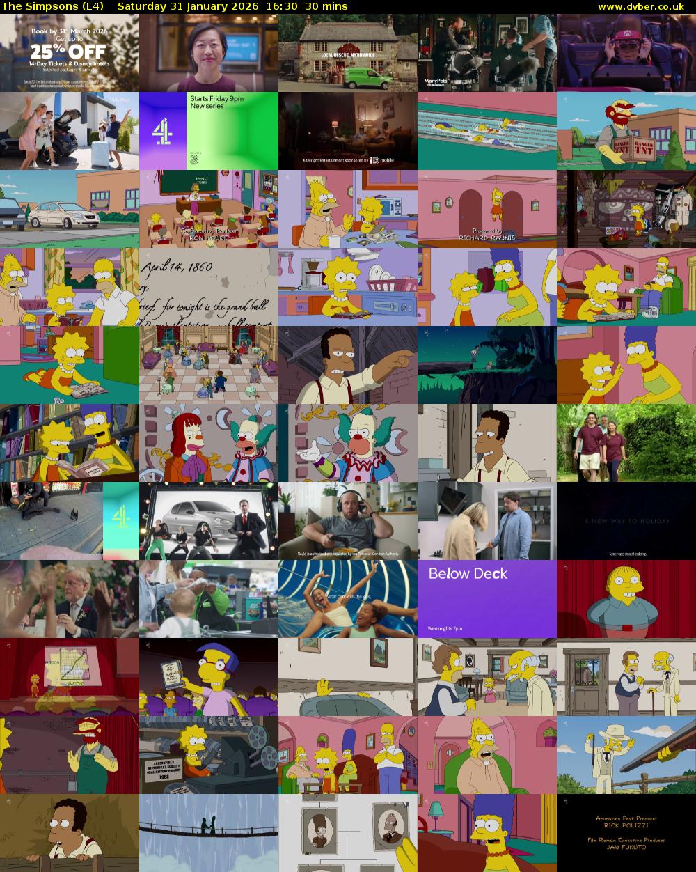 The Simpsons (E4) Saturday 31 January 2026 16:30 - 17:00