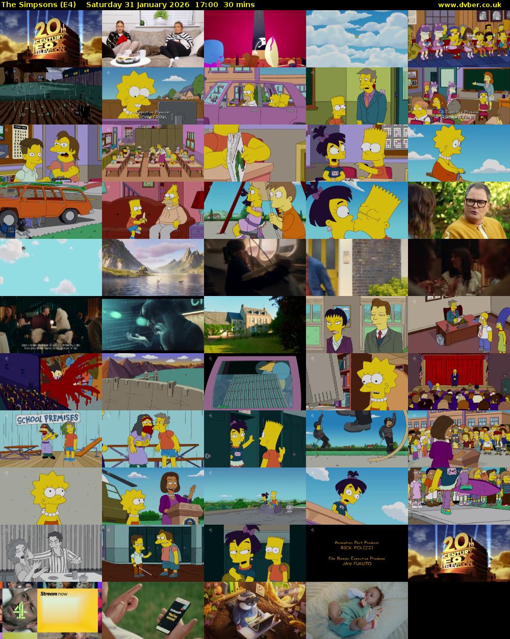 The Simpsons (E4) Saturday 31 January 2026 17:00 - 17:30