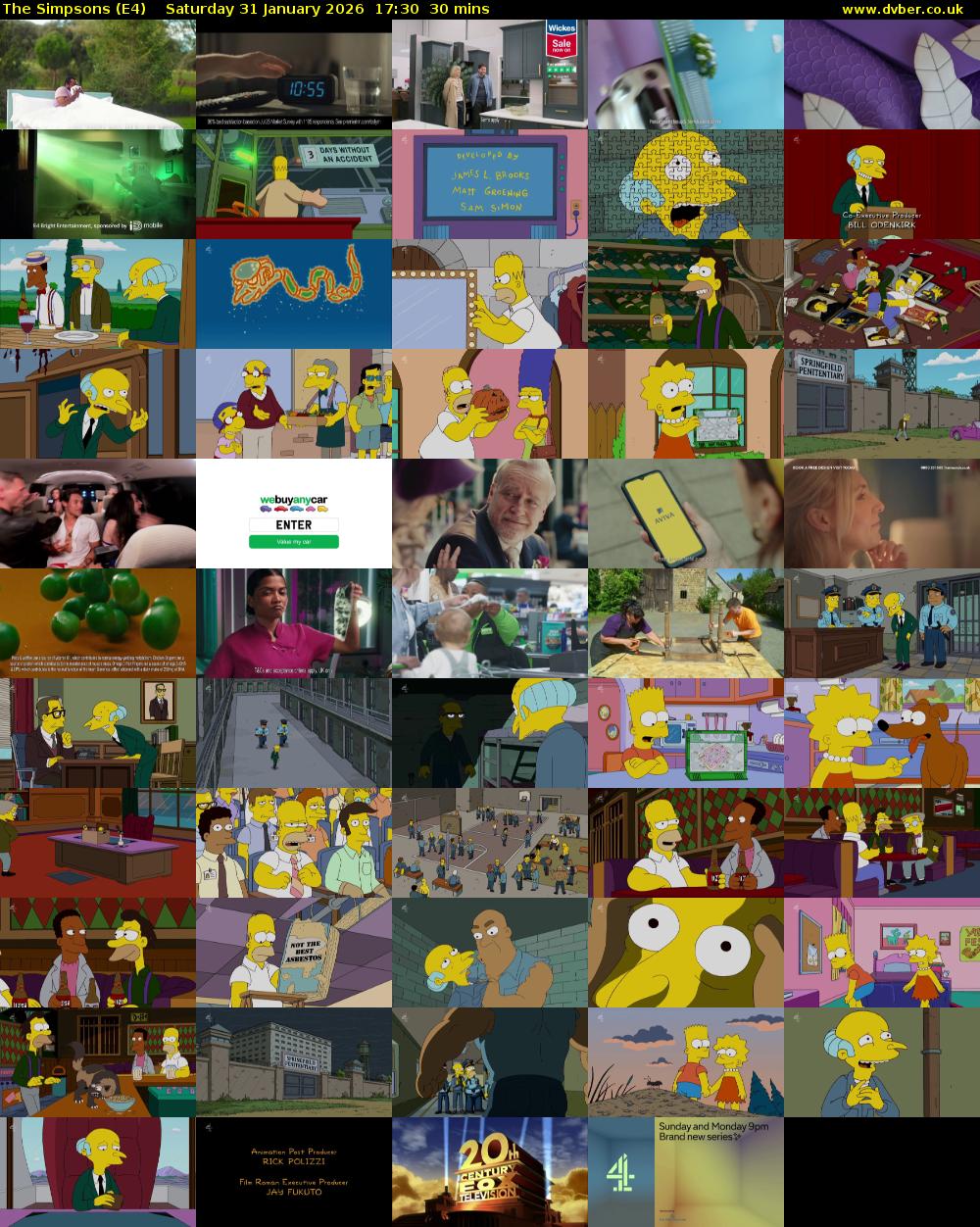 The Simpsons (E4) Saturday 31 January 2026 17:30 - 18:00