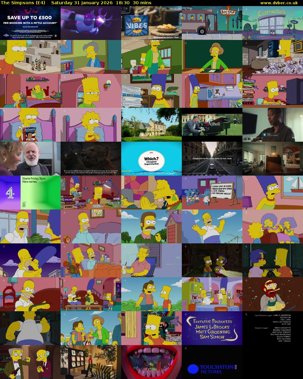 The Simpsons (E4) Saturday 31 January 2026 18:30 - 19:00
