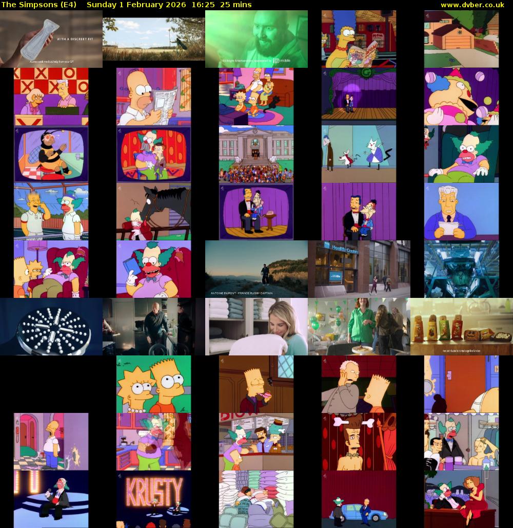The Simpsons (E4) Sunday 1 February 2026 16:25 - 16:50