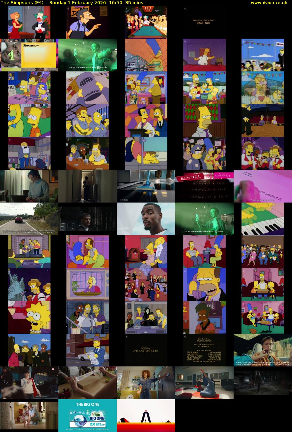 The Simpsons (E4) Sunday 1 February 2026 16:50 - 17:25