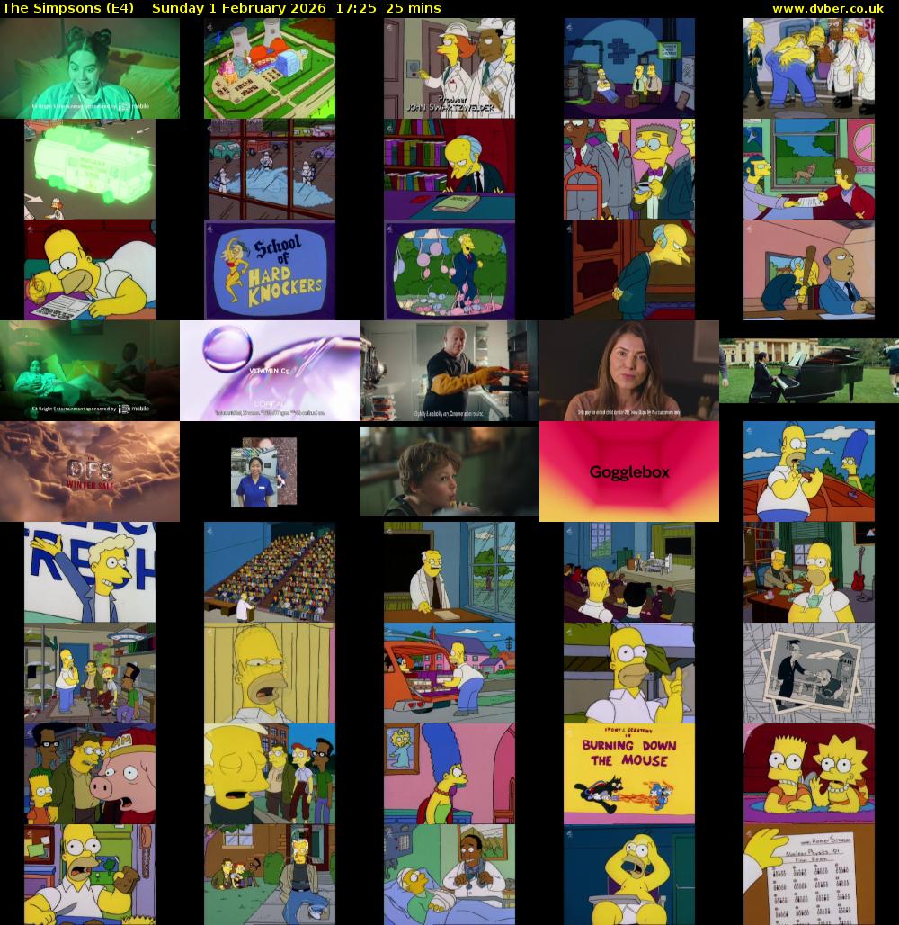 The Simpsons (E4) Sunday 1 February 2026 17:25 - 17:50