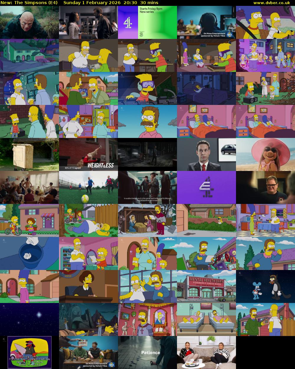The Simpsons (E4) Sunday 1 February 2026 20:30 - 21:00