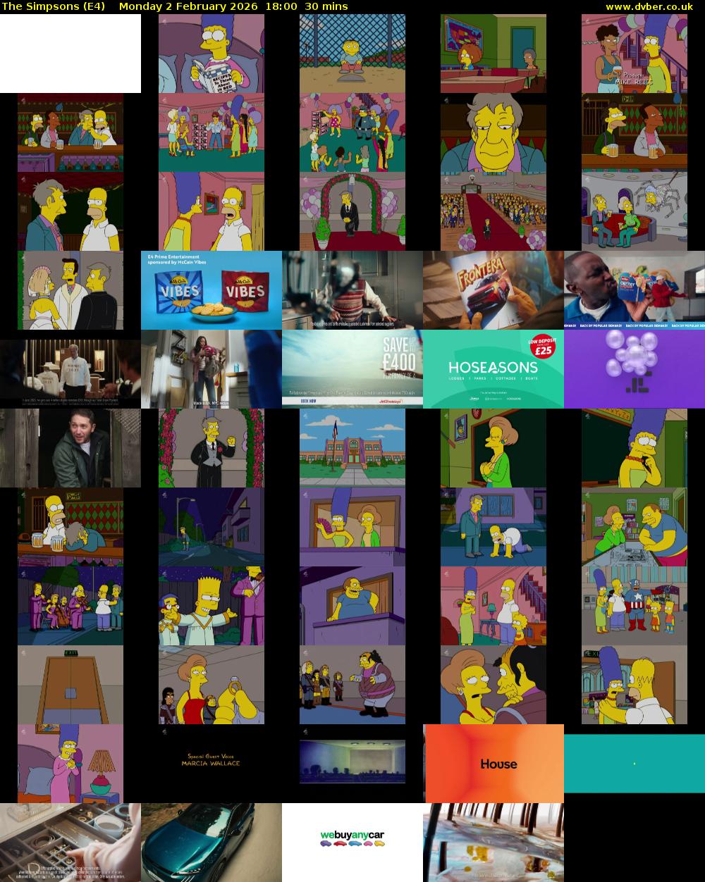 The Simpsons (E4) Monday 2 February 2026 18:00 - 18:30