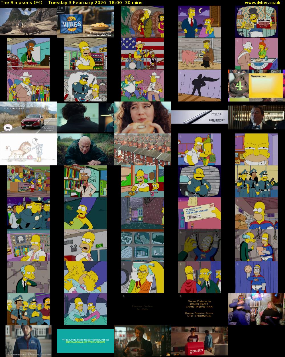 The Simpsons (E4) Tuesday 3 February 2026 18:00 - 18:30