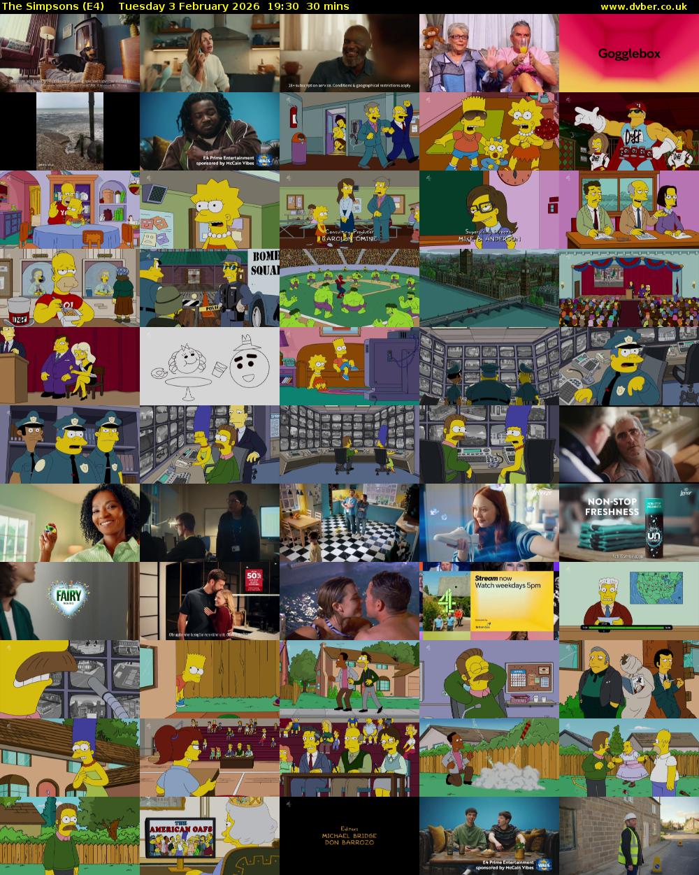 The Simpsons (E4) Tuesday 3 February 2026 19:30 - 20:00