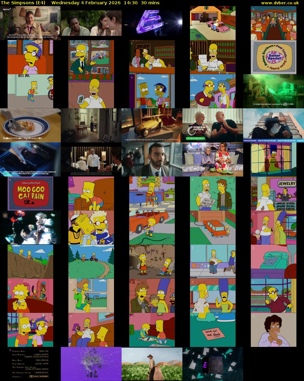 The Simpsons (E4) Wednesday 4 February 2026 14:30 - 15:00