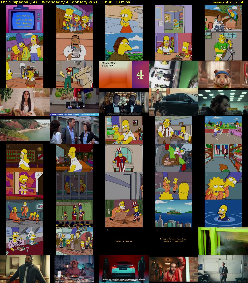 The Simpsons (E4) Wednesday 4 February 2026 18:00 - 18:30
