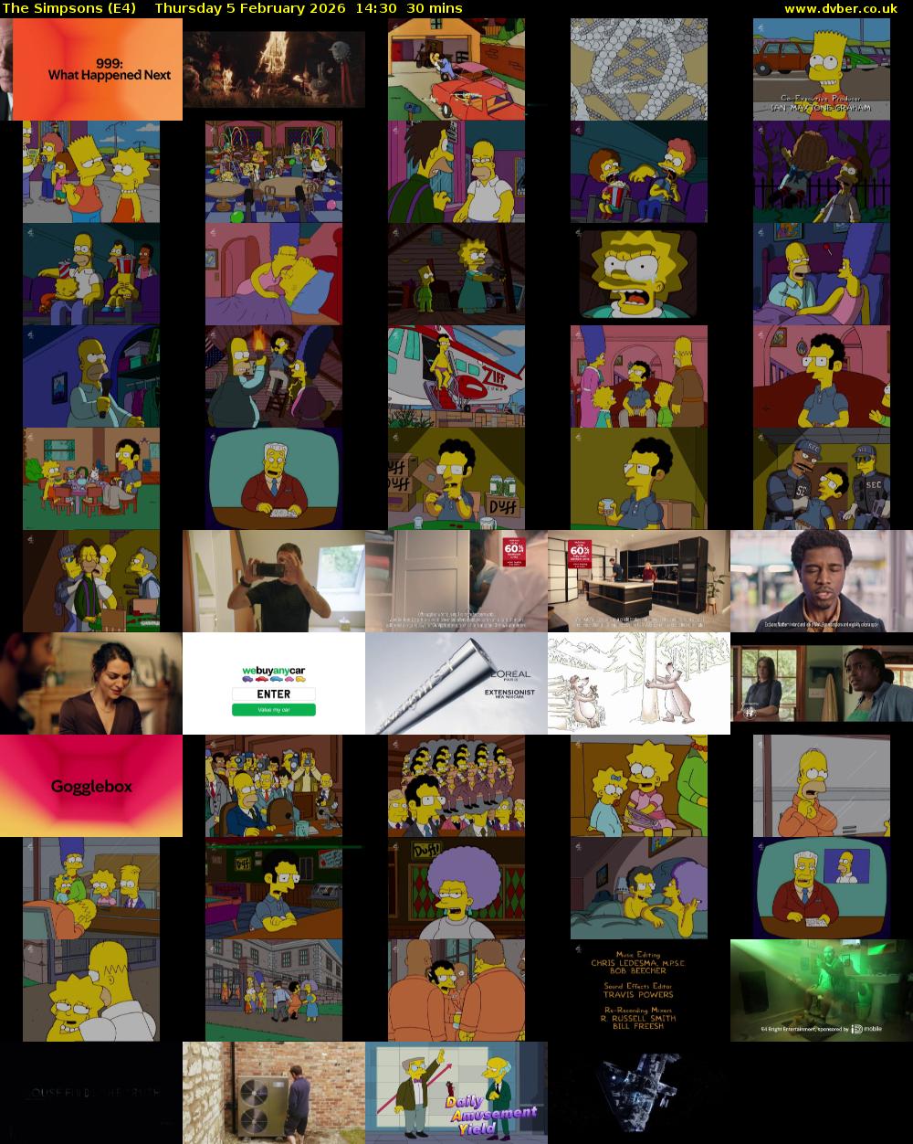 The Simpsons (E4) Thursday 5 February 2026 14:30 - 15:00