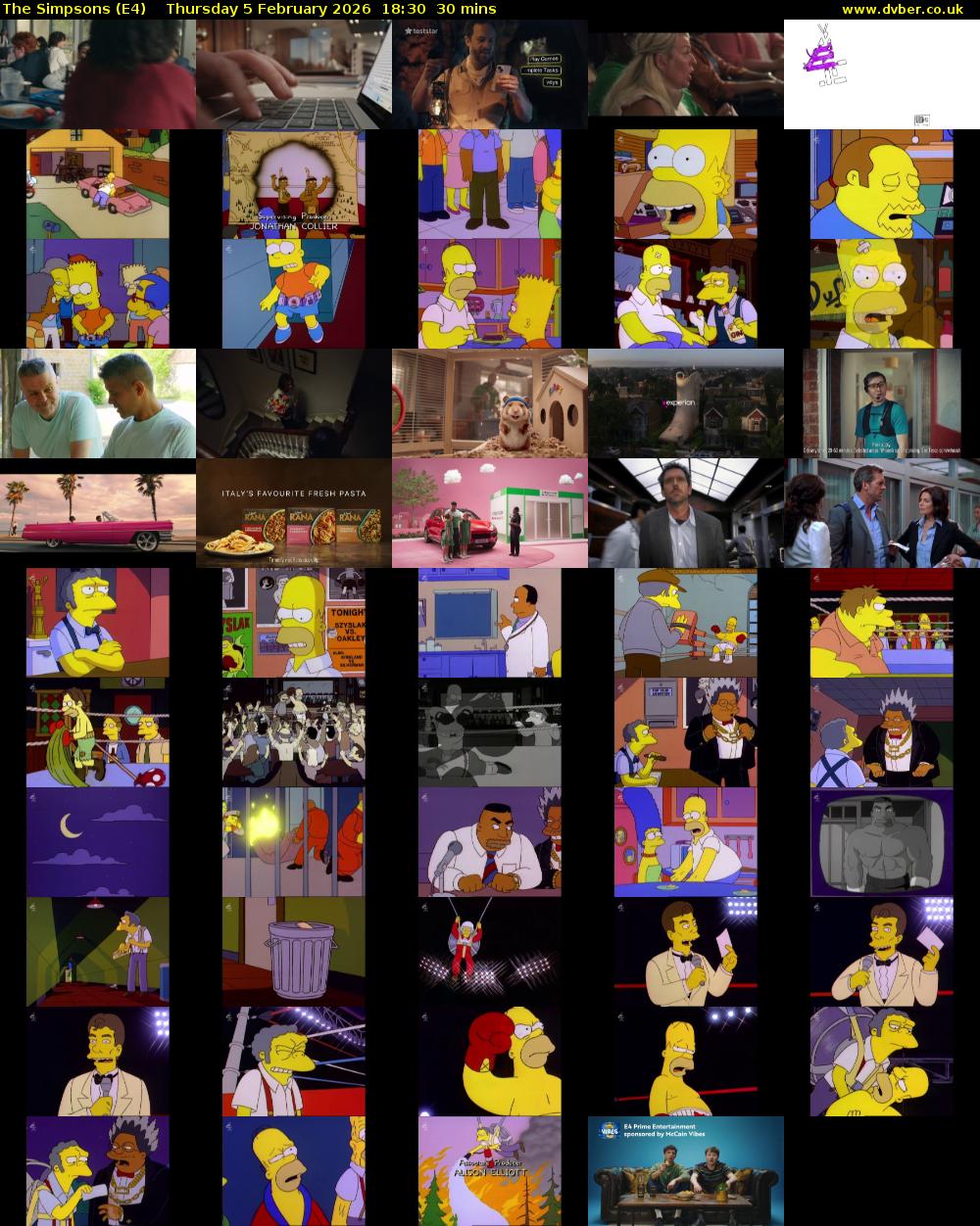The Simpsons (E4) Thursday 5 February 2026 18:30 - 19:00