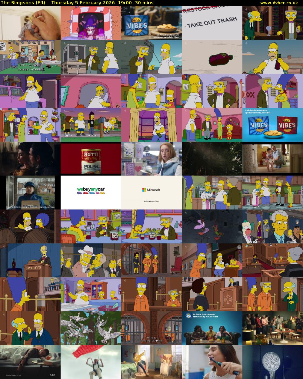 The Simpsons (E4) Thursday 5 February 2026 19:00 - 19:30