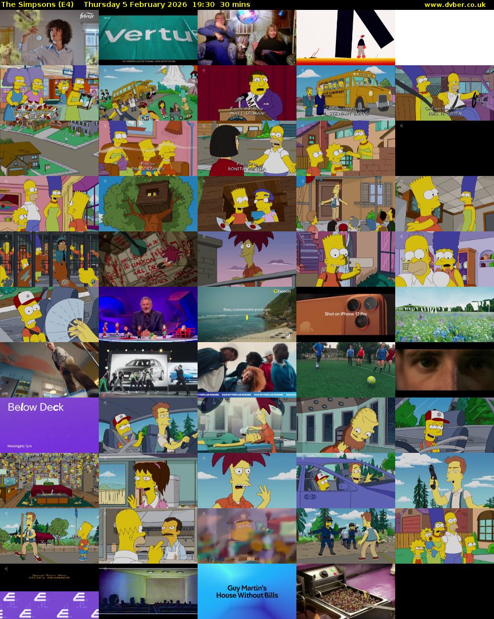 The Simpsons (E4) Thursday 5 February 2026 19:30 - 20:00