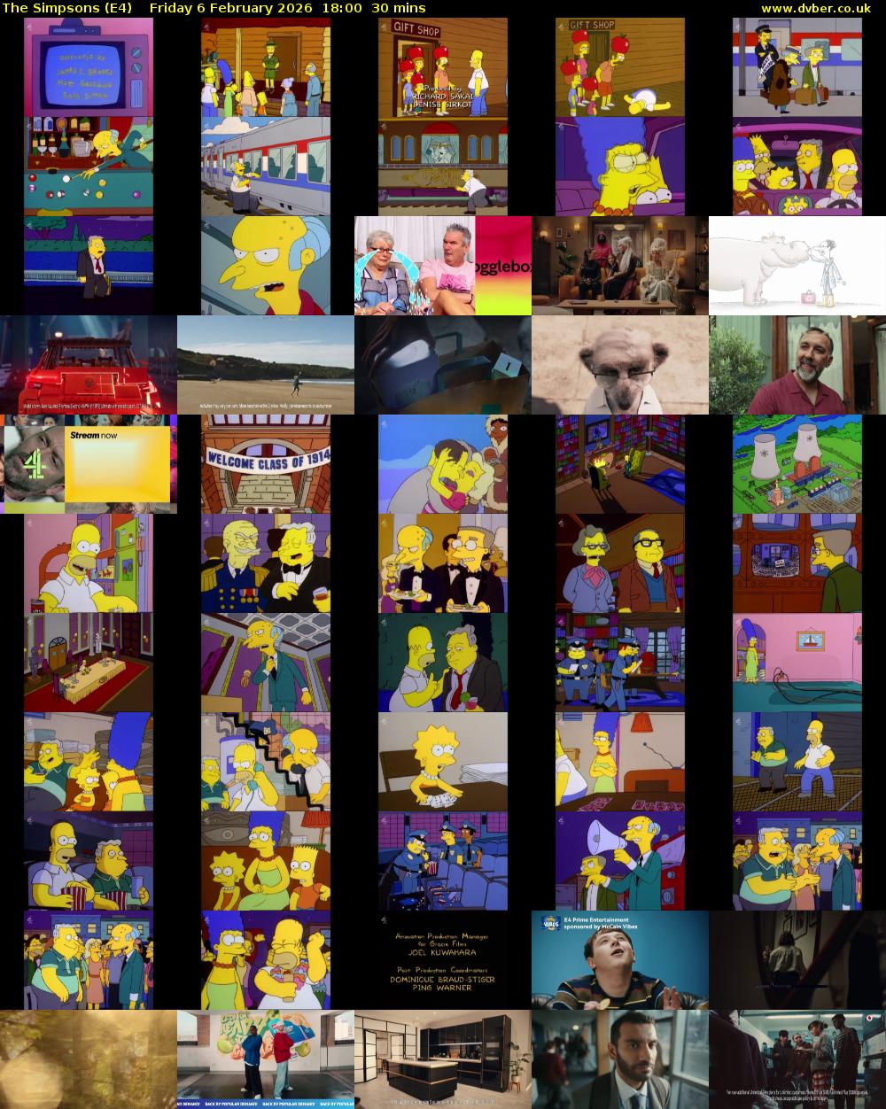 The Simpsons (E4) Friday 6 February 2026 18:00 - 18:30