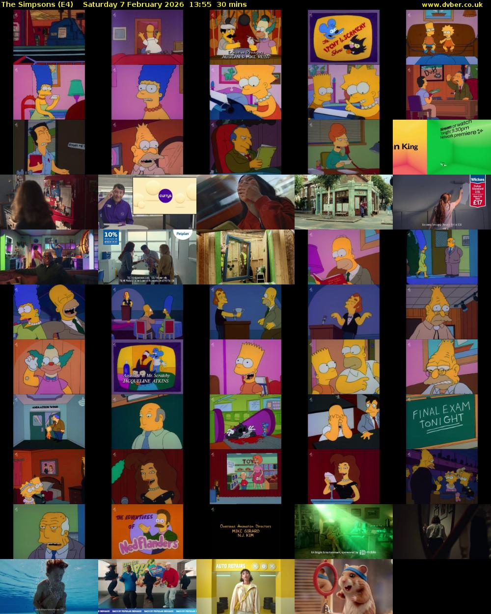 The Simpsons (E4) Saturday 7 February 2026 13:55 - 14:25