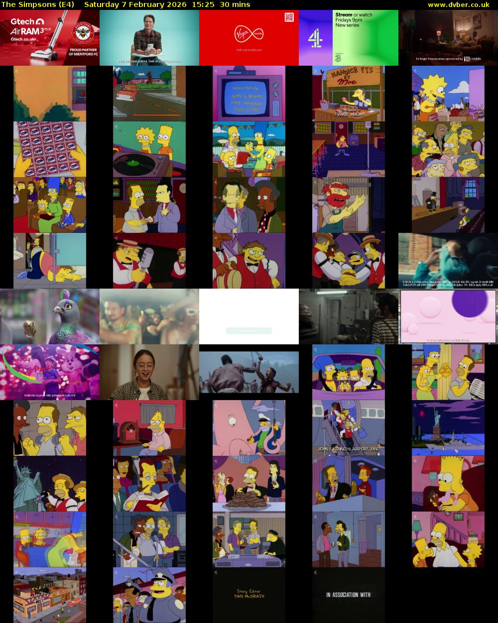The Simpsons (E4) Saturday 7 February 2026 15:25 - 15:55